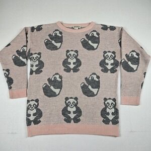 Knitmakers‎ Panda Sweater Womens Small Pink Excellent Vintage (T7)